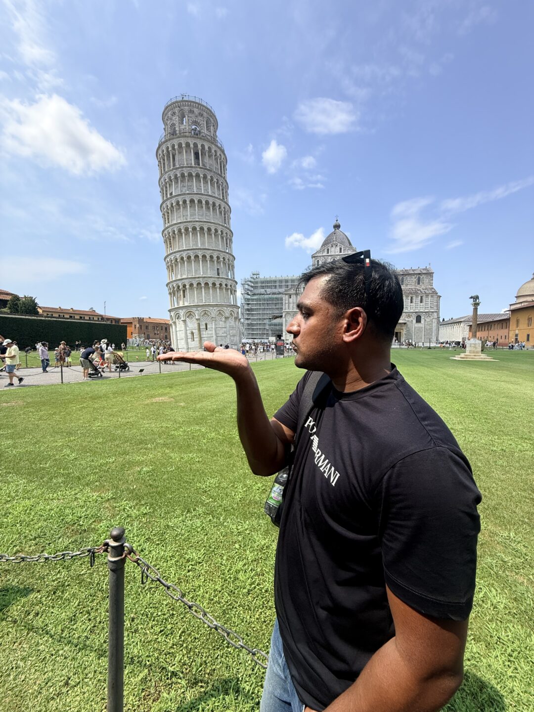 Holding the leaning tower pisa