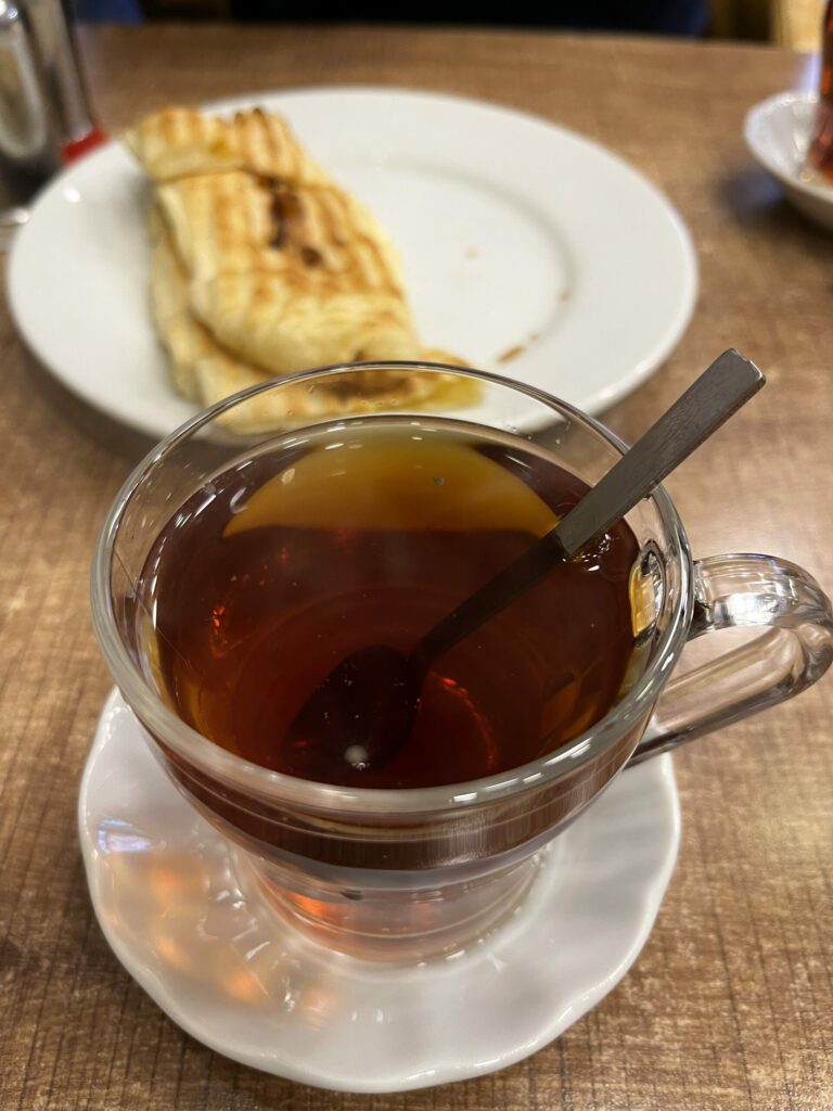 Turkish tea and pide