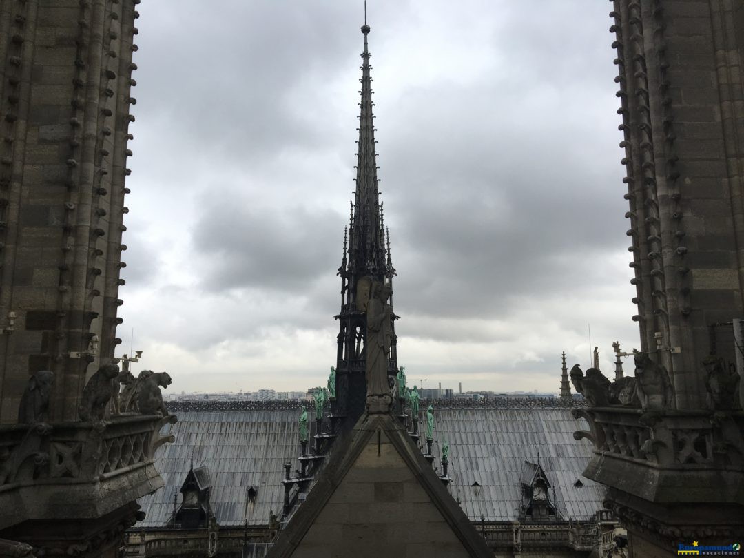 Techo de la Catedral de Notre Dame desde una de las torres