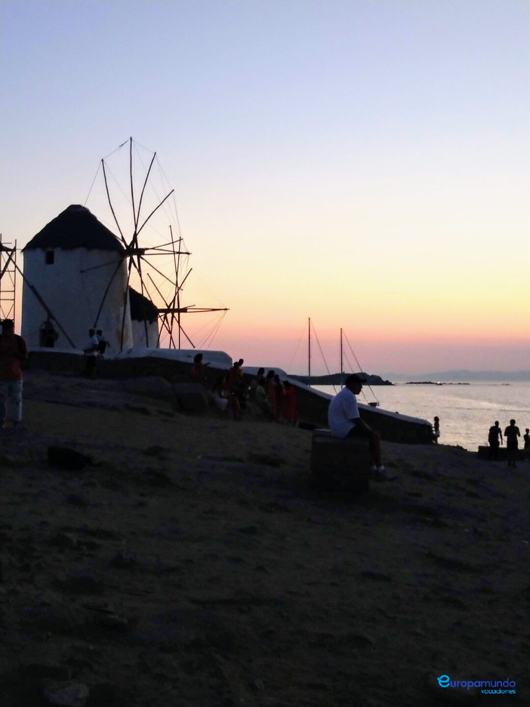 Molinos al atardecer en Mikonos
