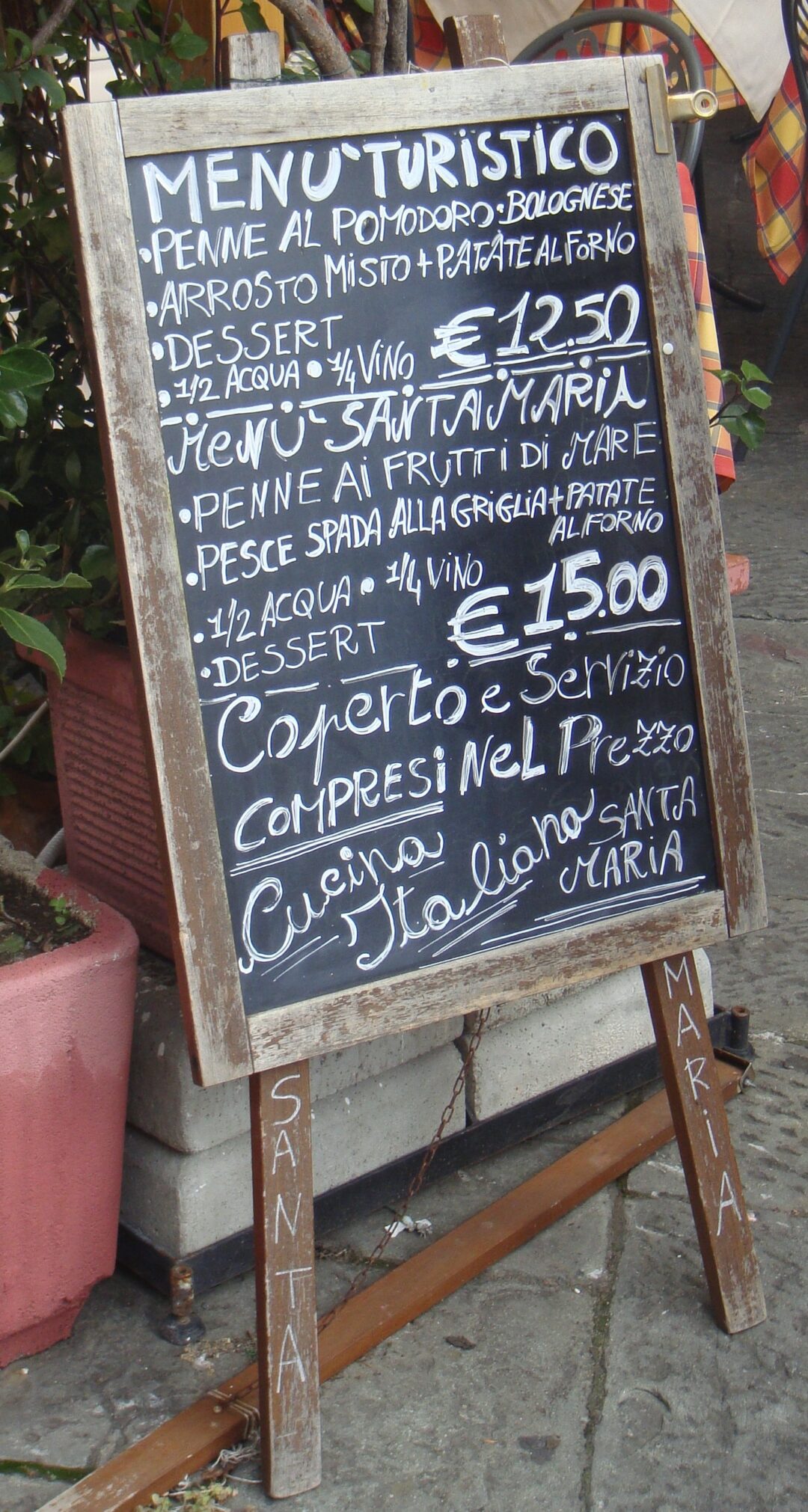 Pizarra con menus